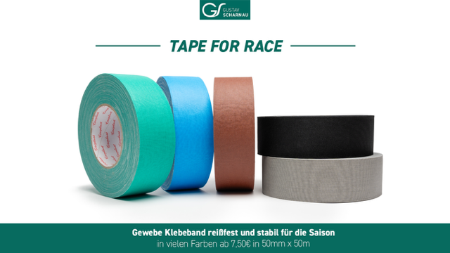 Scharnau - TAPE FOR RACE Gewebe Klebeband - reißfest und stabil für die Saison